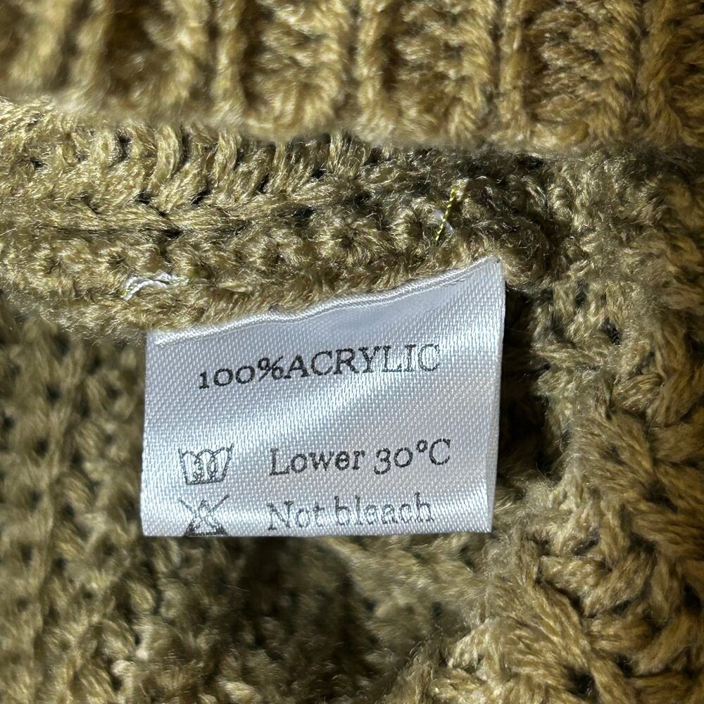 SNDYS NWT Sweater Sz S Off Shoulder Ribbed Knit Cropped Green Brown Cowl Neck‎ - Picture 5 of 7